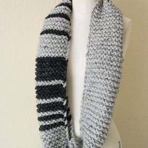 Black and Grey Chunky Fibonacci Infinity scarf 2nd version Made to Order image 9