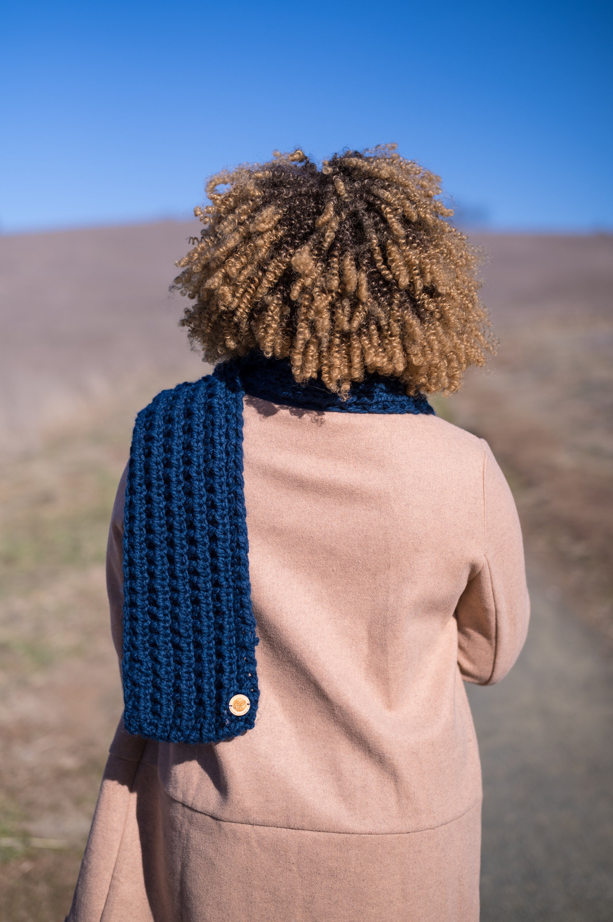 Blue Chunky Hand Knit Scarf for Gifts, MADE TO ORDER, Long Textured ...