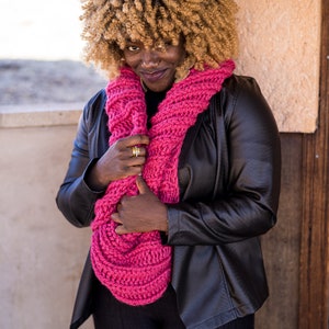 Pink Handknit Chunky Infinity Scarf MADE TO ORDER image 5