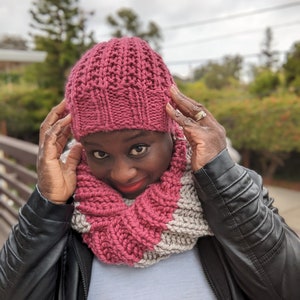 Raspberry Pink Handknit Beanie Hat, Ready to ship image 7