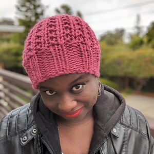 Raspberry Pink Handknit Beanie Hat, Ready to ship image 8