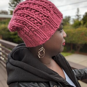 Raspberry Pink Handknit Beanie Hat, Ready to ship image 10