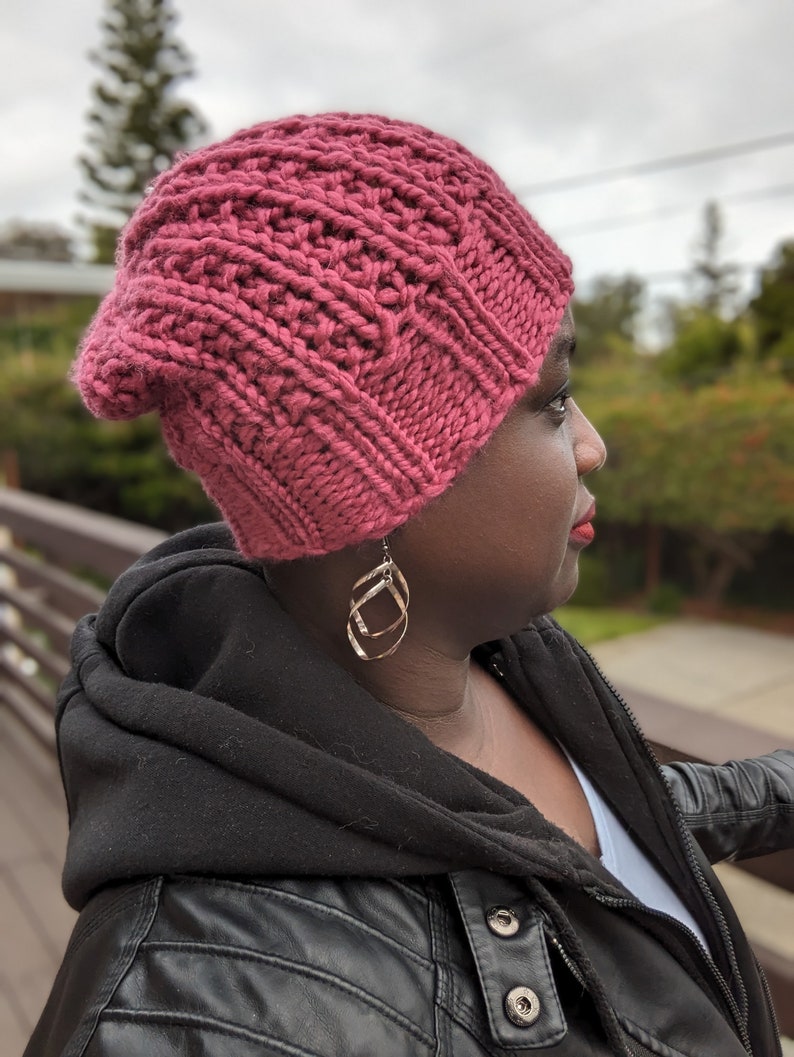 Raspberry Pink Handknit Beanie Hat, Ready to ship image 10