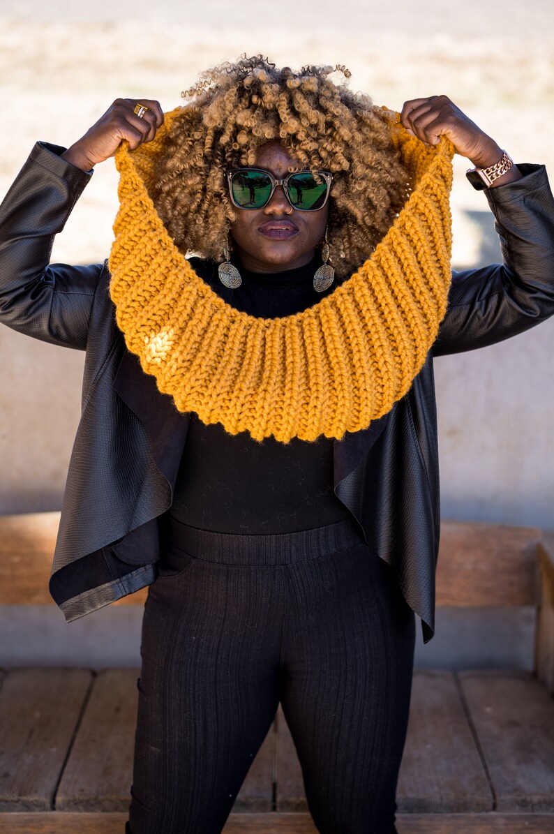 Mustard Yellow Chunky Circle Infinity Scarf, MADE TO ORDER image 1