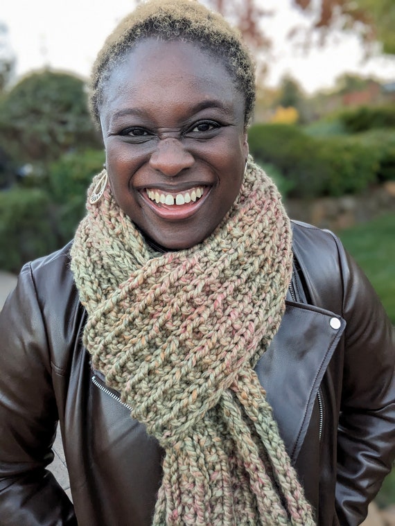 Buy Fall Green Red Handknit Scarf, Gift for Boyfriend, Green