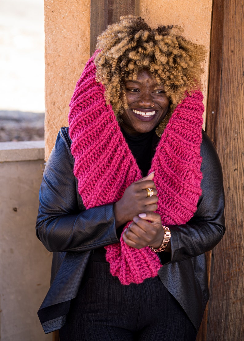 Pink Handknit Chunky Infinity Scarf MADE TO ORDER image 2