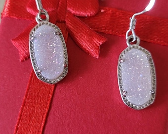 Kendra Scott brand earrings with cubic crystals, 925 sterling silver.