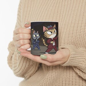 Cartoon Cat Gangster Ceramic Mug, American Mafia Cats Coffee Cup, Funny Cat Lover Gift, Pet Owner Gift, Cute Cat Mug, Animal Lover