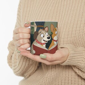 Cartoon Dog Mug, Dog with Book Mug, Reading Dog Mug, Dog Professor Mug, Funny Gift, Book Lovers Mug, Book Mug, Funny Mug