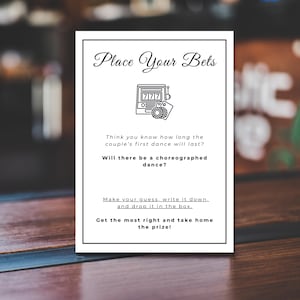 Customizable Wedding Place Your Bets Bundle, Prop Bets Card, Fun Reception Game, Canva Template, Bridal Shower, Welcome Sign, Betting Sheet
