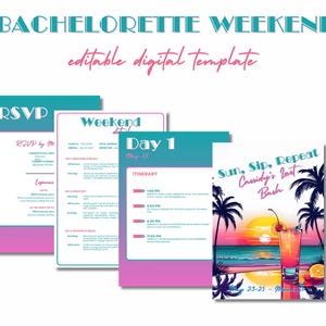 Miami Bachelorette Weekend Invite, Bachelorette Party Invitation and Itinerary, Beach Bachelorette Weekend Invite, Bachelorette Itinerary