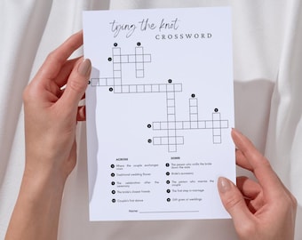 Tying the Knot Crossword, Wedding Crossword Puzzle, Wedding Games, Crossword Puzzle, Instant Download, Sip and Solve, Crossword Wedding,B001