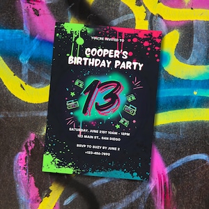 Trendy 13th Birthday Invitation, Cool Streetwear-Inspired Party Invite, Digital and Printable, Teen Birthday Invitation, 13th Birthday