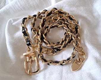 BLACK AND GOLD Rope Belt - Etsy display picture 1