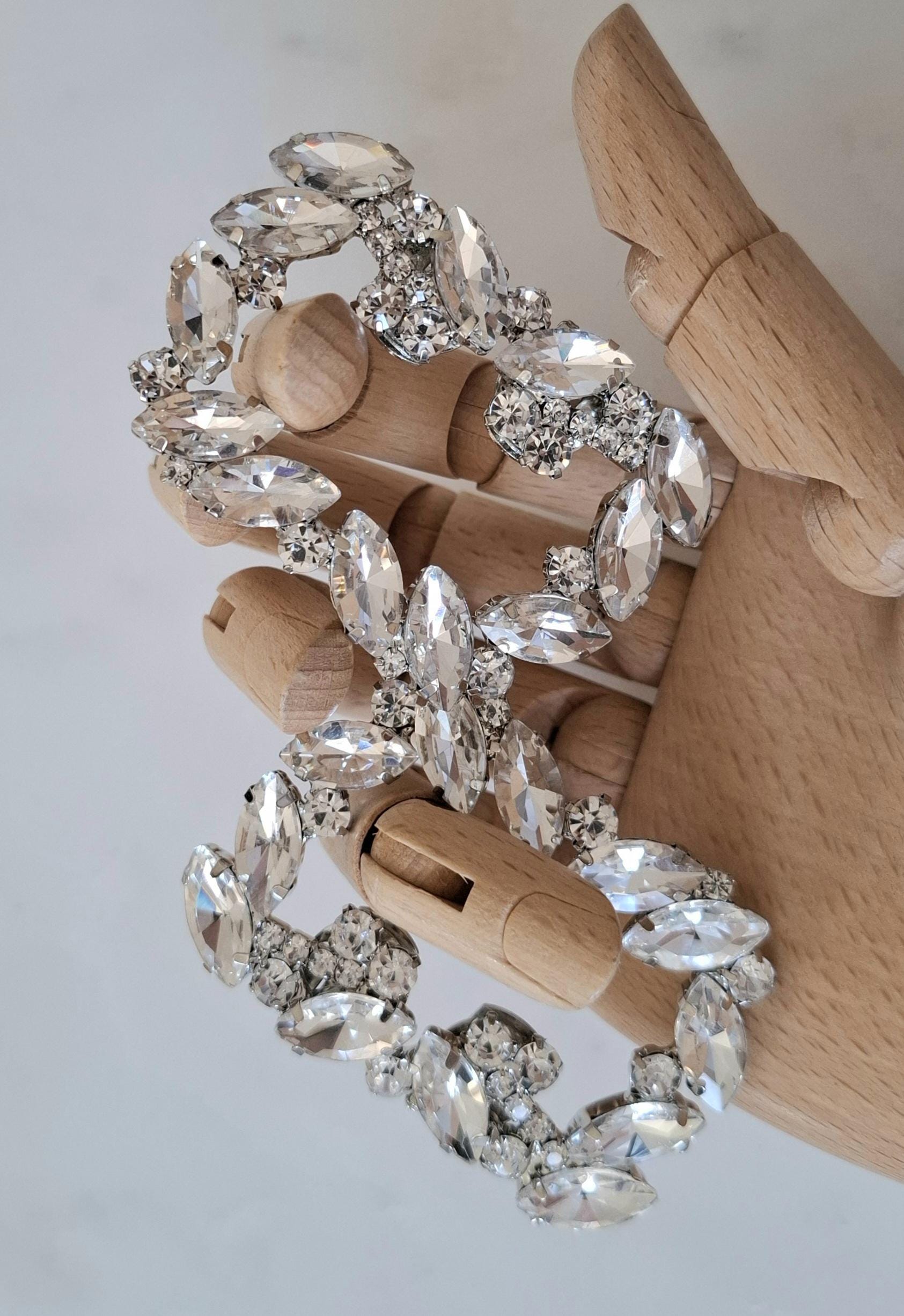 Silver Swarovski Crystal Rectangle Shoe Clips - Elegant Wedding and Bridal Accessories for Heels, Flats & Pumps - Sparkly Shoe Decoration