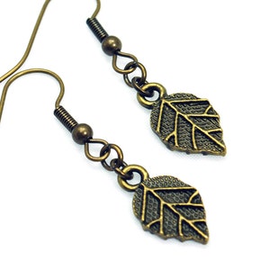 Antique Brass Leaf Earrings