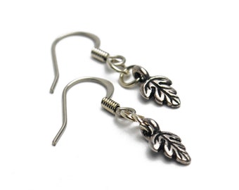 Oak Leaf Earrings in Silver - Silver Oak Leaf Earrings, Silver Oak Leaf Jewelry, Silver Leaf Earrings, Silver Leaf Jewelry, Oak Leaves