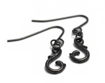 Dornige Rebe Hakenohrringe in Gunmetal - Rotguss Rebe, Rotguss Rebe Schmuck, schwarze Dorn Ohrringe Schwarz Thorn Schmuck