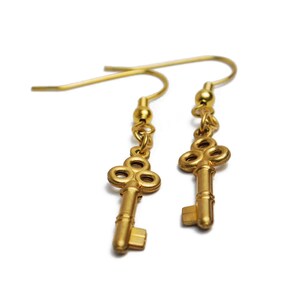 Tri Circle  Earrings in Gold - Gold Tri Circle Key Earrings, Gold Tri Circle Key Jewelry, Gold Key Earrings, Gold Key Jewelry