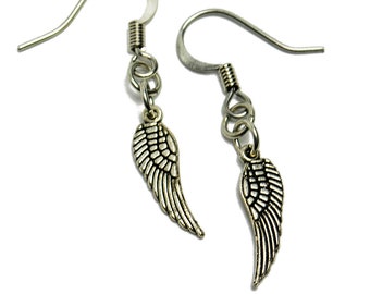 Tiny Wing Earrings in Silver - Silver Wing Earrings, Supernatural Jewelry, Angel, Wing Earrings, Angel Wings, Silver Wings, Silver Jewelry
