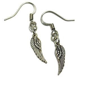 Tiny Wing Earrings in Silver Silver Wing Earrings, Supernatural Jewelry, Angel, Wing Earrings, Angel Wings, Silver Wings, Silver Jewelry image 1