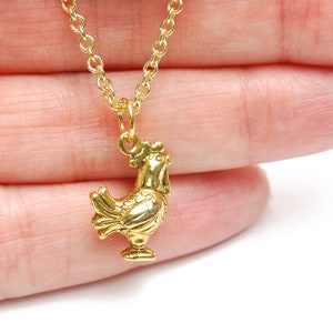 Rooster Necklace in Gold - Chicken, Rooster, 4H Necklace, Rooster Pendant, Farm Necklace, Farm Pendant, Golden Chicken, Golden Rooster