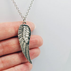 Silver Large Wing Necklace - Silver Wing Necklace, Silver Wing Charm Necklace, Wing Necklace in Silver, Silver Angel Wing Pendant Necklace