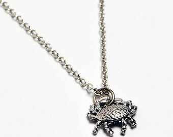 Silver Crab Necklace - Silver Crab Necklace, Silver Crab Jewelry, Crustacean Necklace, Crustacean Jewelry, Animal Necklace, Animal Jewelry