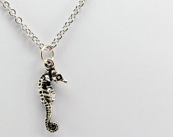 Silver Seahorse Necklace - Silver Sea Horse Necklace, Silver Sea-Horse Necklace, Silver Animal Necklace, Silver Ocean Necklace