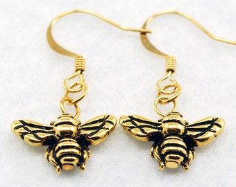 Boucles d’oreilles d’abeille en or