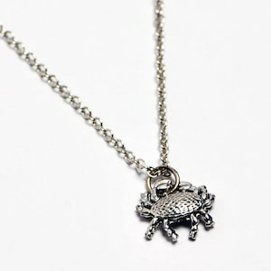 Silver Crab Necklace - Silver Crab Necklace, Silver Crab Jewelry, Crustacean Necklace, Crustacean Jewelry, Animal Necklace, Animal Jewelry