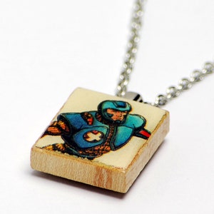 X-O Manowar Necklace in Silver - Upcycled Necklace, Valiant Comics Necklace, Superhero Necklace, One of a Kind, Comic Book Necklace
