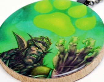 Upcycled Night Elf World of Warcraft Necklace in Gunmetal - WoW Necklace, Night Elf Necklace, WoW Jewelry, Upcycled Necklace, One of a Kind