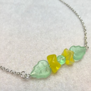 Spring Floral Necklace in Yellow, Green, and Silver