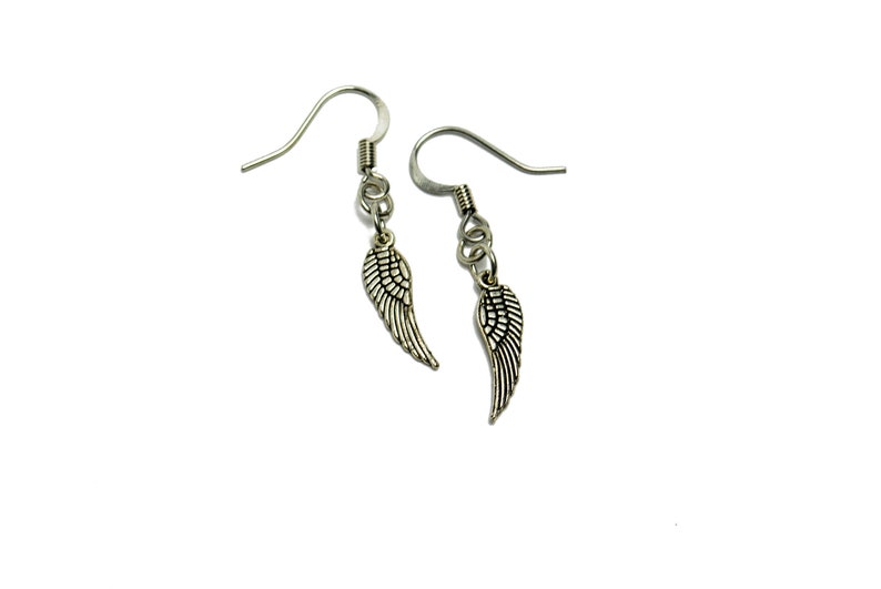 Tiny Wing Earrings in Silver Silver Wing Earrings, Supernatural Jewelry, Angel, Wing Earrings, Angel Wings, Silver Wings, Silver Jewelry image 1