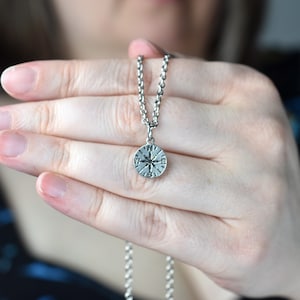 Compass Rose Necklace in Silver