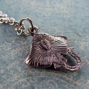 Silver Stingray Necklace Silver Mantaray Necklace. Silver Ray Necklace. Gift for Scuba Diver, Snorkler, or Marine Biologist. image 3