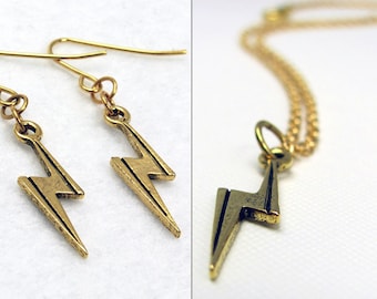 Lightning Bolt Jewelry Set in Gold