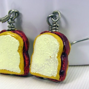 PB&J Earrings in Silver - Peanut Butter and Jelly Earrings, Sandwich Earrings, Food Earrings, Humor, Lunch, Cute, Funny