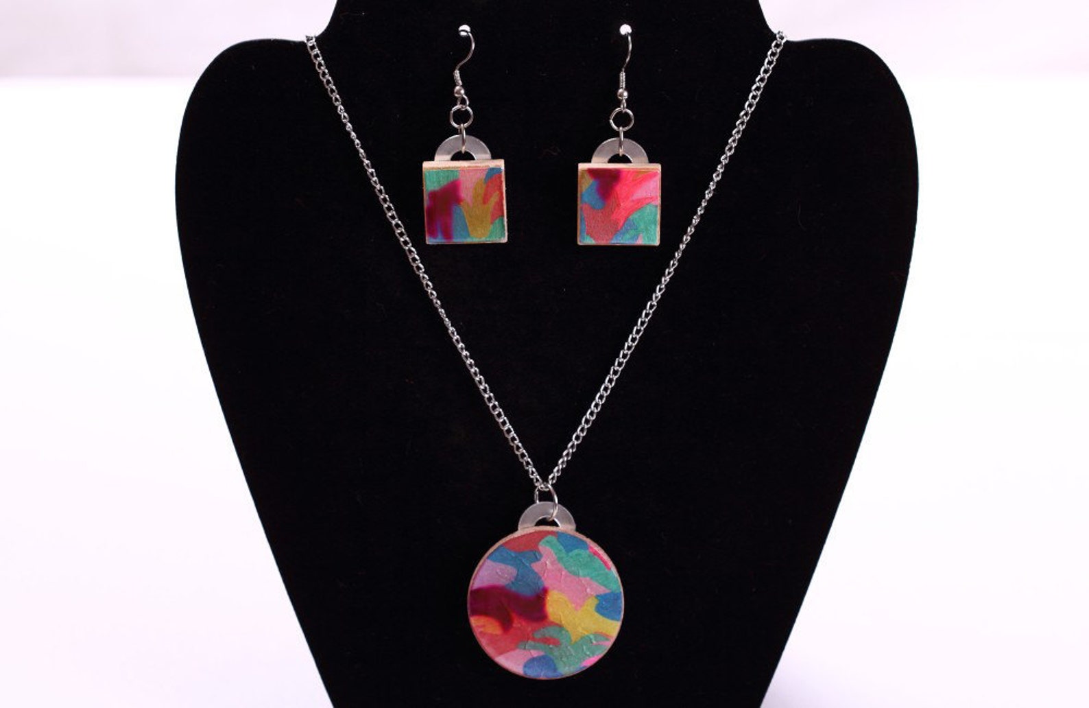 Abstract Jewelry Set Original Art Earrings Necklace Etsy