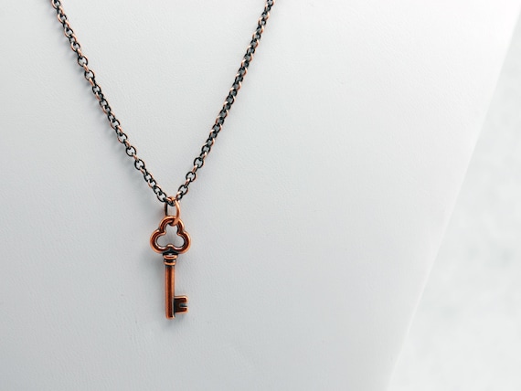 Clover Key Necklace in Antique Copper 