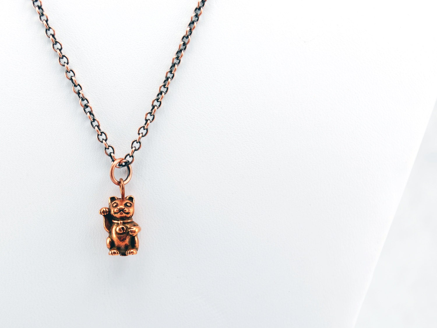 Lucky Cat Necklace in Antique Copper Cat Necklace Etsy