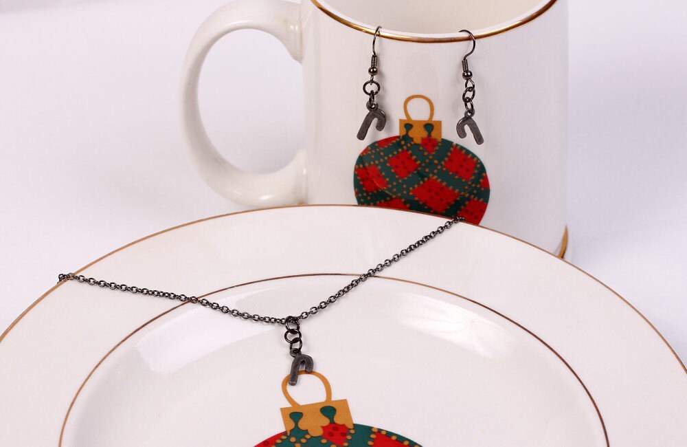 Candy Cane Jewelry Set in Gunmetal Candy Cane Earrings Etsy