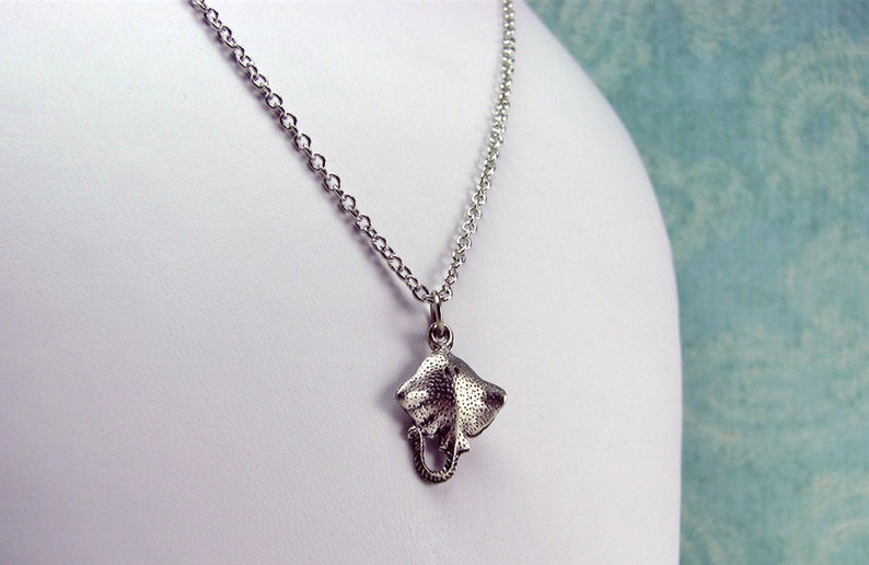 Silver Stingray Necklace Silver Mantaray Necklace. Silver Ray Necklace. Gift for Scuba Diver, Snorkler, or Marine Biologist. image 5