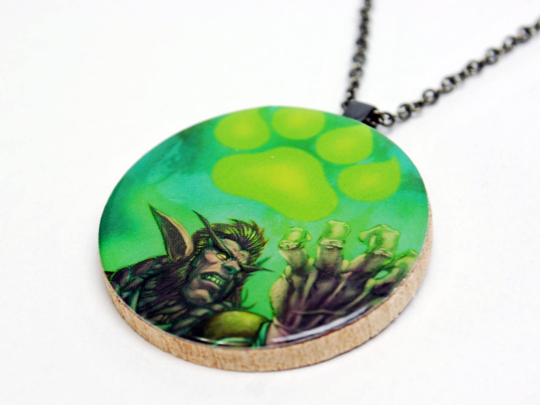 Upcycled Night Elf World of Warcraft Necklace in Gunmetal Wow
