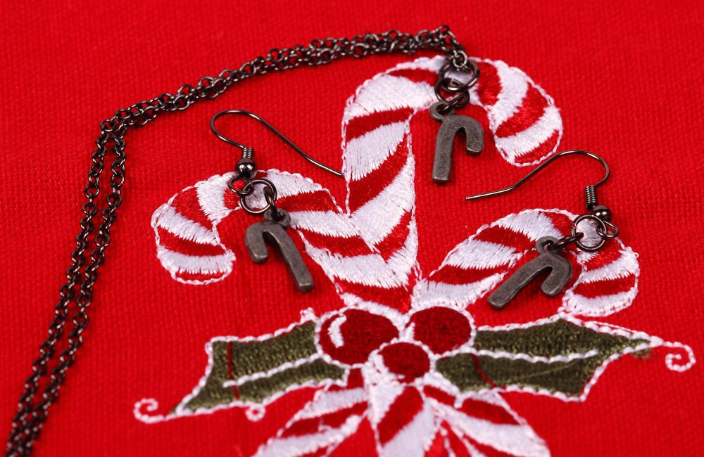 Candy Cane Jewelry Set in Gunmetal Candy Cane Earrings Etsy