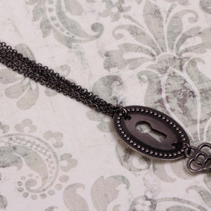 Steampunk Key & Lock Necklace in Gunmetal - Inspired by Warehouse 13
