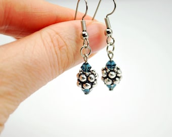Blue and Silver Bubble Earrings