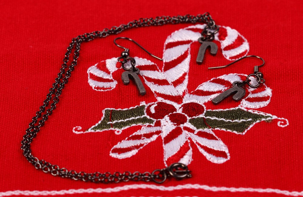 Candy Cane Jewelry Set in Gunmetal Candy Cane Earrings Etsy