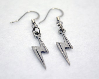 Lightning Bolt Earrings in Silver